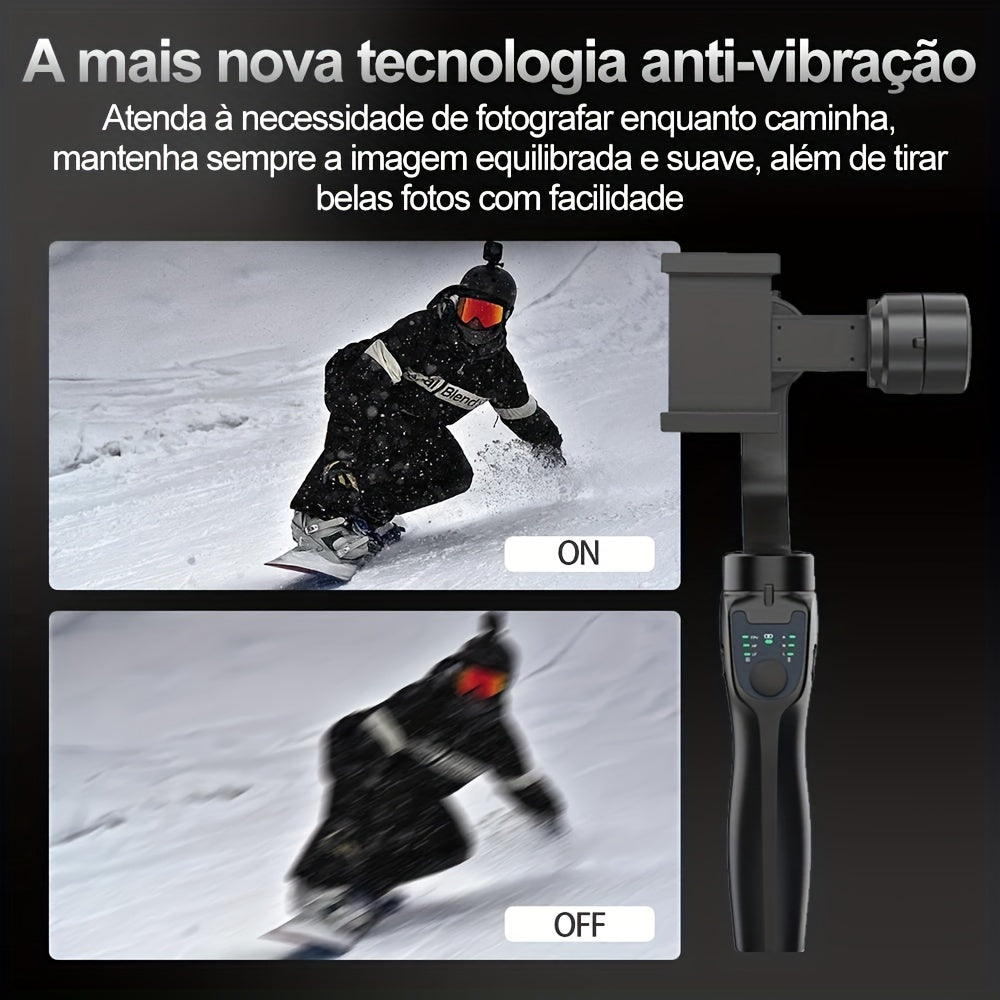 Suporte Gimbal Portátil de 3 Eixos para Telemóvel com Estabilizador Anti-Vibração