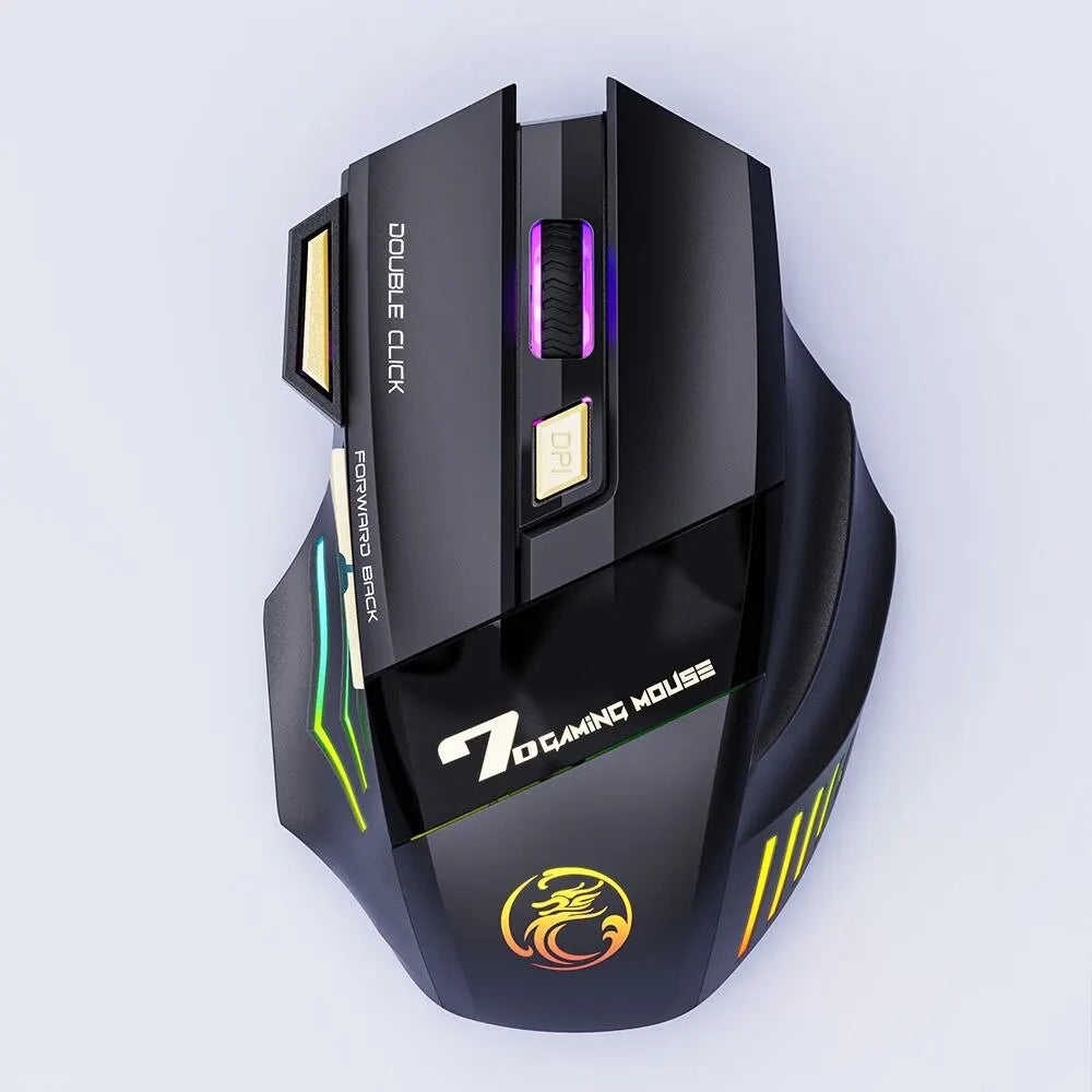 Mouse Gamer Sem Fio USB IMICE GW-X7 3200DPI Modo Duplo Recarregável 7 Teclas 2.4Ghz