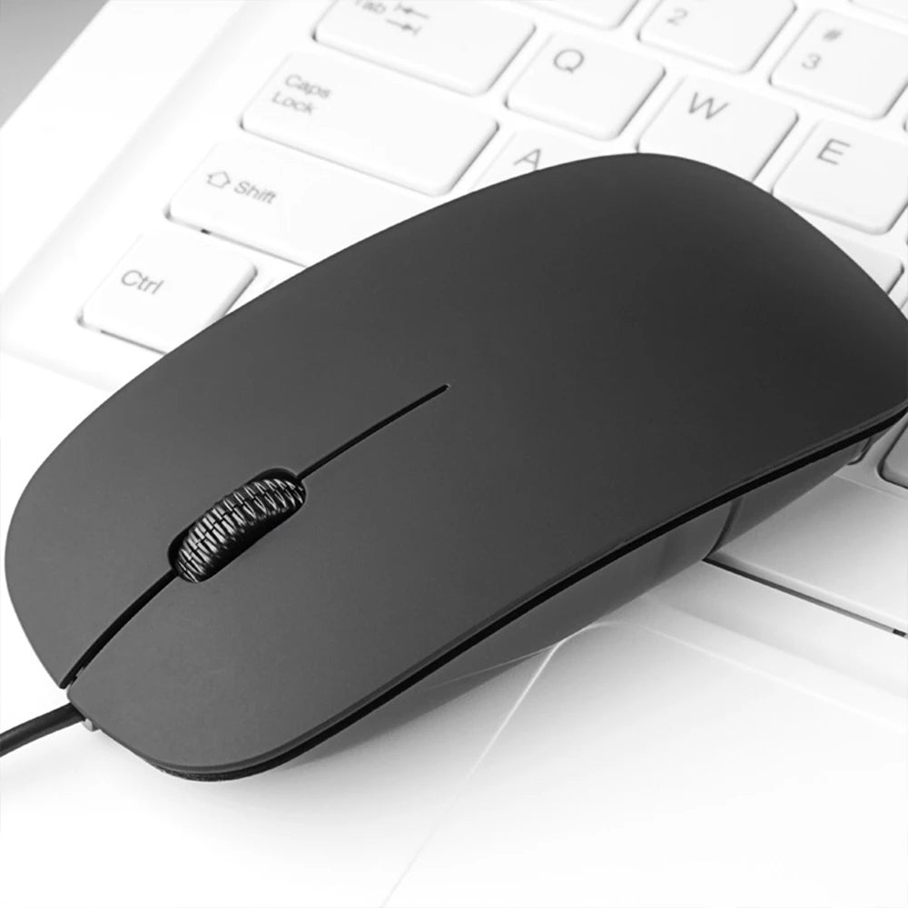 Mouse com fio neutro de 2,4 GHz com cabo USB, ergonômico e ultrafino
