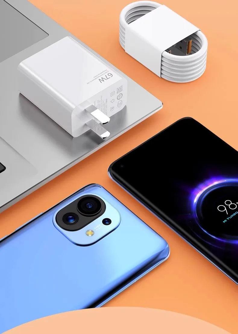 Carregador USB rápido de 67 W para Xiaomi 14, 13, 12, 11, 10 Ultra, Redmi Note 12T, 13 Pro, Turbo