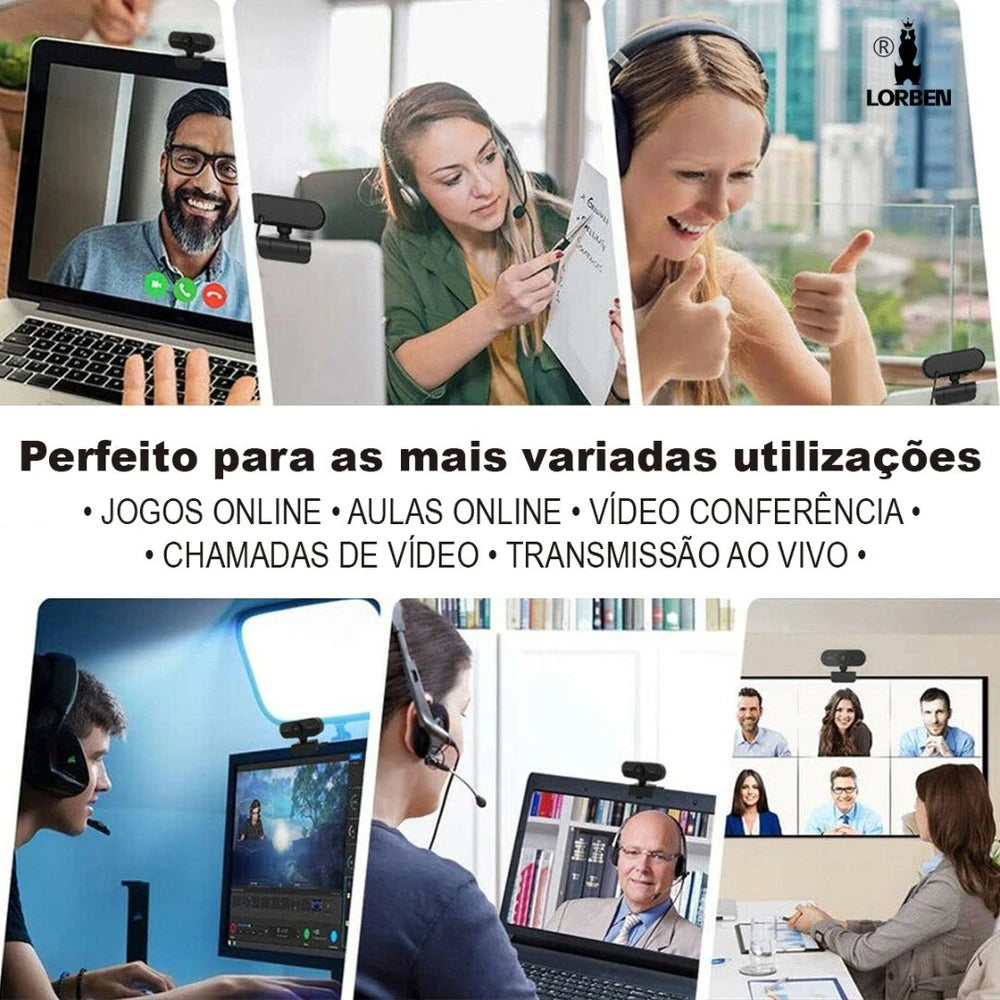 Webcam 1080p Camera Para Computador Com Microfone Embutido