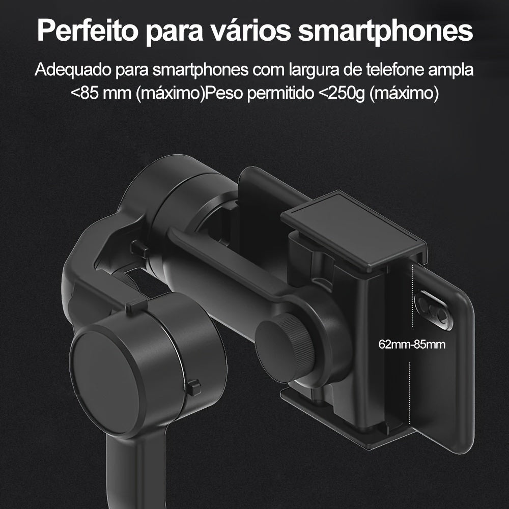 Suporte Gimbal Portátil de 3 Eixos para Telemóvel com Estabilizador Anti-Vibração