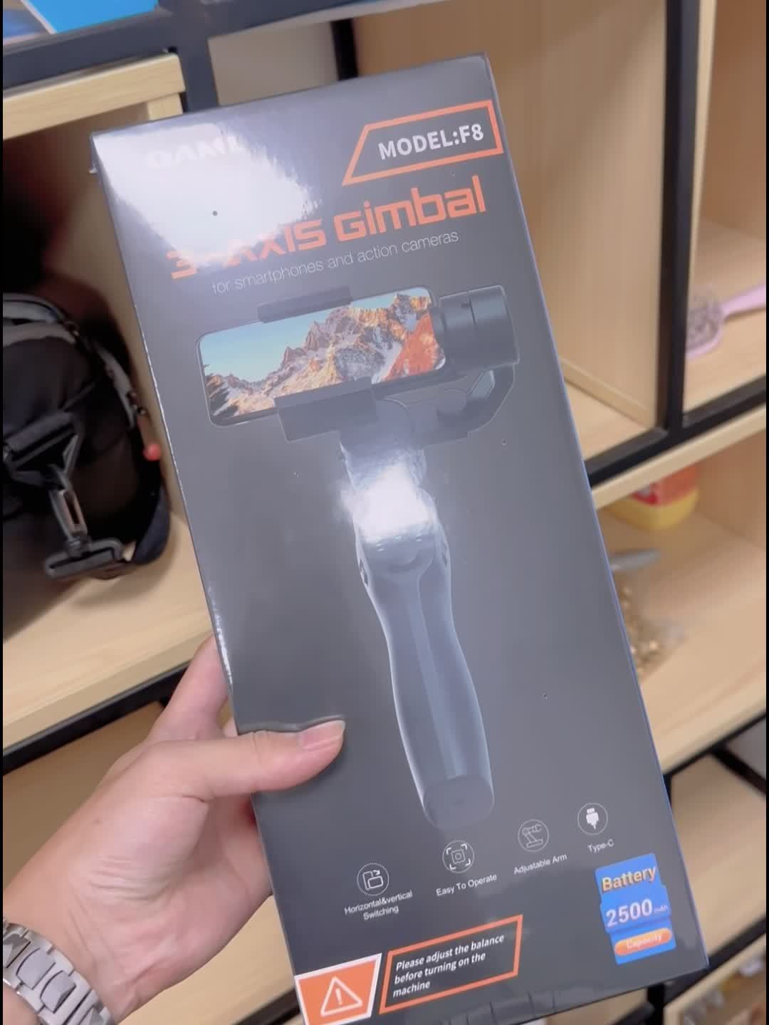 Suporte Gimbal Portátil de 3 Eixos para Telemóvel com Estabilizador Anti-Vibração